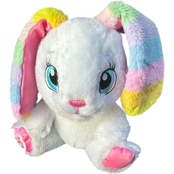 Build A Bear Buddies Small White Pink Rainbow Ears 7.5" Easter Rabbit 2017 BAB - Picture 2 of 13